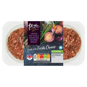 Sainsbury's Beef Burgers With Caramelised Onion, Taste the Difference x2 340g