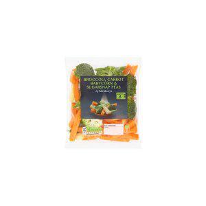 Sainsbury's Broccoli, Baby Corn, Carrots & Sugar Snap Peas 240g