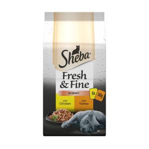 Sheba Fresh & Fine Pouches Chicken & Turkey In Gravy