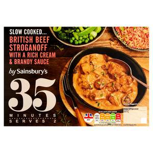 Sainsbury's Slow Cooked British Beef Stroganoff With A Rich Cream & Brandy Sauce 530g (Serves 2)