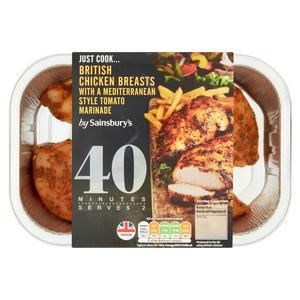 Sainsbury's Just Cook British Chicken Breasts with a Mediterranean Style Tomato Marinade 339g