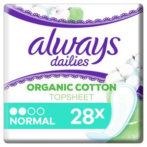 Always Dailies Organic Cotton Topsheet Liners Normal