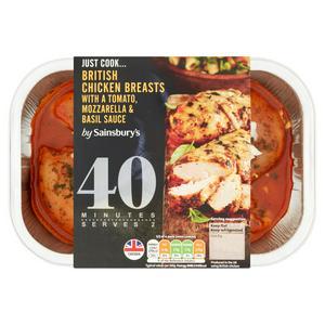 Sainsbury's Just Cook British Chicken Breasts with a Tomato, Mozzarella & Basil Sauce 415g