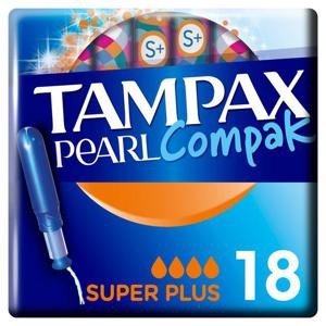 Tampax Pearl Compak Super Plus Tampons with Applicator 18 pack