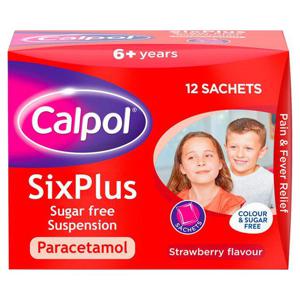 Calpol 6+ Years Sugar Free Strawberry Paracetemol Sachets