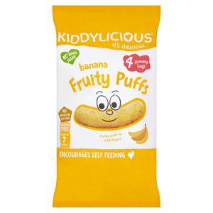 Kiddylicious Banana Fruity Puffs Yummy Bags x 4