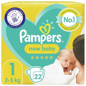 Pampers New Baby Nappies Size 1, 2kg-5kg, Carry Pack