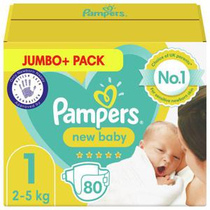 Pampers New Baby Nappies Size 1, 2kg-5kg, Jumbo+ Pack