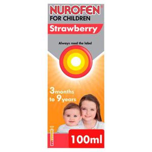 Nurofen For Children 3+ Months Strawberry Liquid Ibuprofen 100mg/5ml