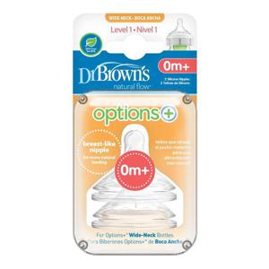 Dr Brown's Options+ Silicone Bottle Teats Medium Flow 0+ Months, Level 1