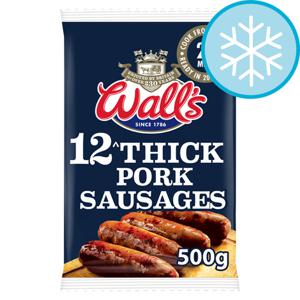 Walls 12 Thick Pork Sausages 500G