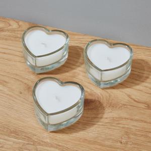 Morrisons Glass Heart Tealights 3Pk