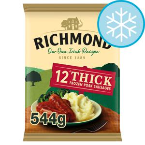 Richmond 12 Thick Frozen Pork Sausages 544G