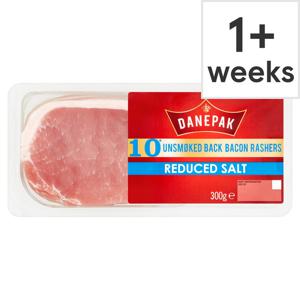 Danepak 10 Unsmoked Reduced Salt Back Bacon Rashers 300G