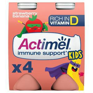 Actimel Kids Strawberry Banana Yoghurt Drink 4x100g