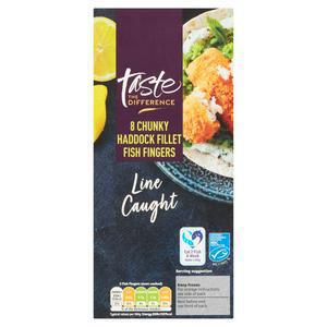 Sainsbury's Taste the Difference 8 Chunky Haddock Fillet Fish Fingers 480g