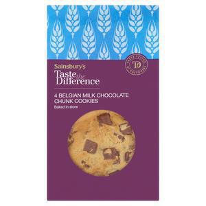 Sainsbury's Belgian Chocolate Chunk Cookies Taste Difference x4