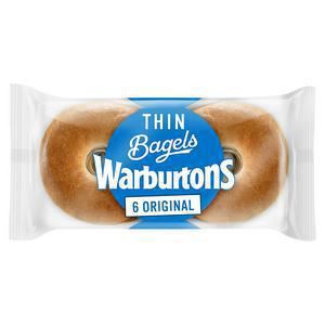 Warburtons Plain Thin Bagels x6