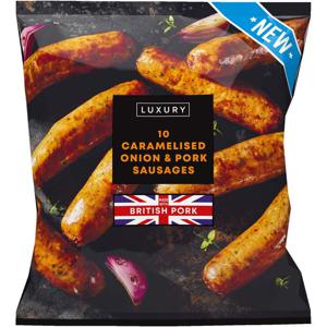 Iceland Luxury 10 Caramelised Onion and Pork Sausages 600g