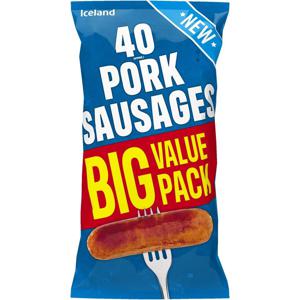 Iceland 40 (approx.) Pork Sausages 2.0kg