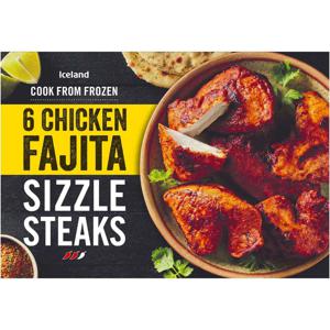 Iceland 6 Chicken Fajita Sizzle Steaks 360g