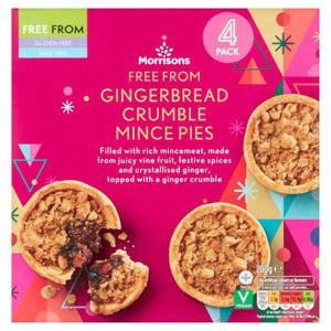 Morrisons Free From 4 Gingerbread Crumble Mince Pies