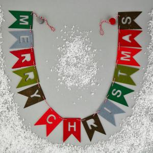 Morrisons Merry Christmas Felt & Pom Pom Garland