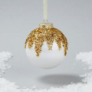 Morrisons Pearl Bauble With Gold Sequins