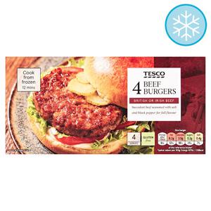 Tesco 4 Beef Burgers 227G