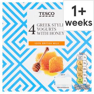 Tesco Greek Style Honey Yogurt 4 X 100G