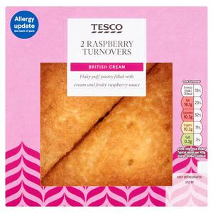 Tesco 2 Fresh Cream Raspberry Turnovers 148G