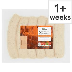 Tesco 6 Bratwurst Sausages 540G