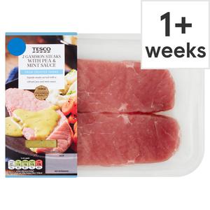 Tesco 2 Gammon Steaks With Pea Mint Sauce 300G