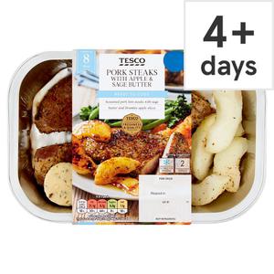 Tesco Pork Steaks With Sage Butter & Apple 345G