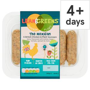 Lean & Greens Mexican 6 British Chicken & Plant Sausages 240G