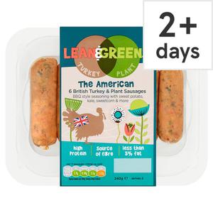 Lean & Greens American 6 British Turkey & Plant Sausages 240G