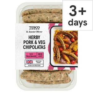 Tesco & Jamie Oliver Herby Pork & Vegetable Chipolatas 350G