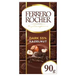 Ferrero Rocher Hazelnut Dark 55% Chocolate Bar 90G