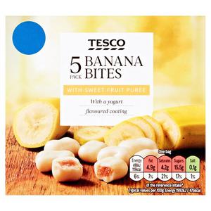 Tesco 5 Banana Bites With A Yogurt Coating 125G