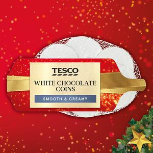 Tesco White Chocolate Coins 70G