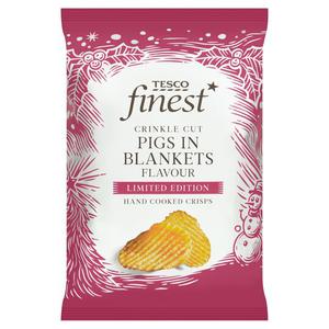 Tesco Finest Crinkle Cut Pigs In Blankets Crisps 150G