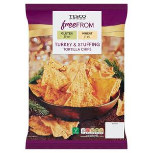 Tesco Free From Turkey & Stuffing Tortilla Chips 150G