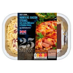 Sainsbury's Just Cook Hunter's BBQ British Bacon Steaks 325g (serves x2)