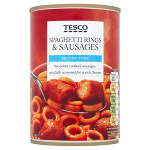 Tesco Spaghetti Rings & Sausages 410G