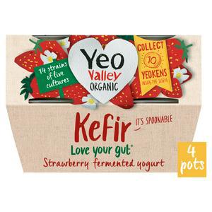 Yeo Valley Organic Kefir Strawberry Yogurt 4x100g