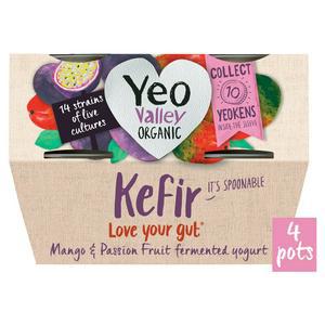 Yeo Valley Organic Kefir Mango & Passion Fruit Yogurt 4x100g