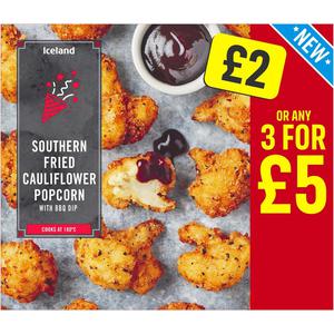 Iceland Southern Fried Cauliflower Popcorn with BBQ Dip 250g