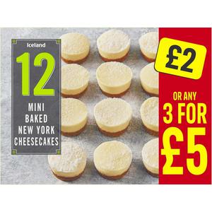 Iceland 12 Mini Baked New York Cheesecakes 268g