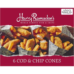 Iceland Harry Ramsden's 6 Cod and Chip Cones. 616g