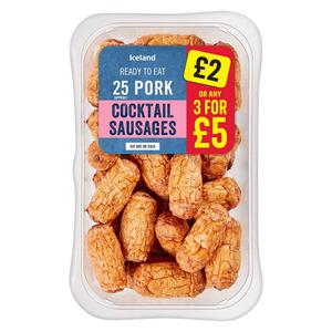 Iceland 25 (approx.) Pork Cocktail Sausages 250g